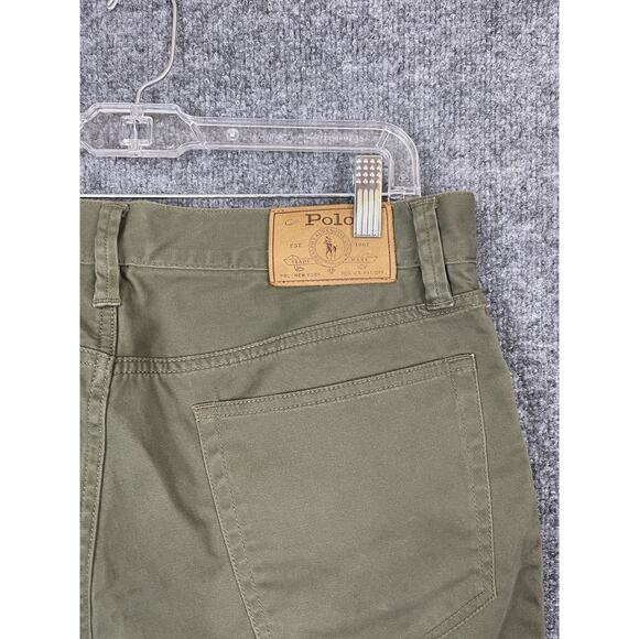 Polo Ralph Lauren Varick Slim Straight 32X32 5 Pockets Olive Green Wrinkle - Picture 4 of 8
